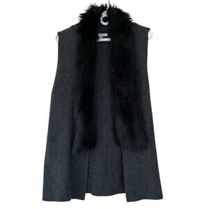 Roz & Ali  cardigan sweater vest faux fur trim tunic Mobwife glam fall winter L